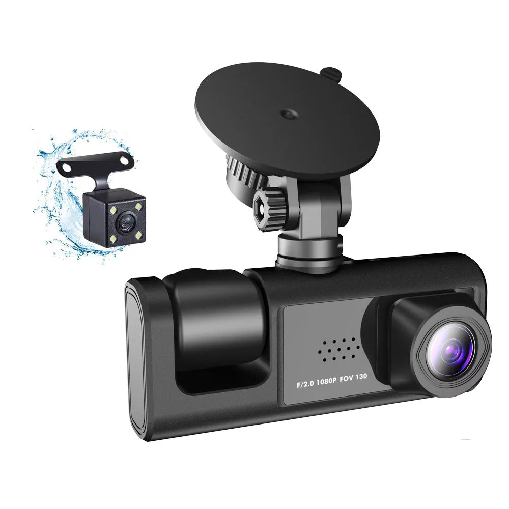 Docooler 3 Cameras Dash Cam Multi-Language Clear Car Rearview Mirror Car Video Recording Camcorder Wide Angle Car Camera Recorder WIFI Interconnection Auto Safety Driving Recorder