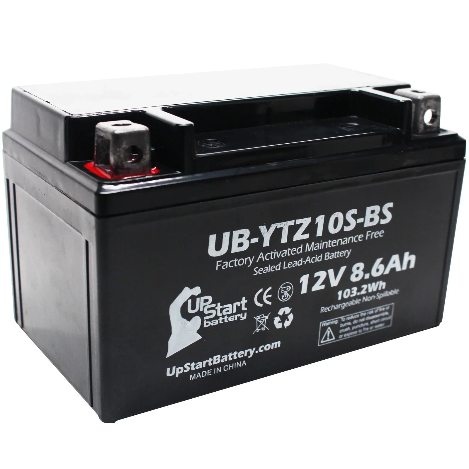 4-Pack UpStart Battery Replacement for 2005 Yamaha YZF-R1 1000CC Factory Activated, Maintenance Free, Motorcycle Battery - 12V, 8.6Ah, UB-YTZ10S-BS