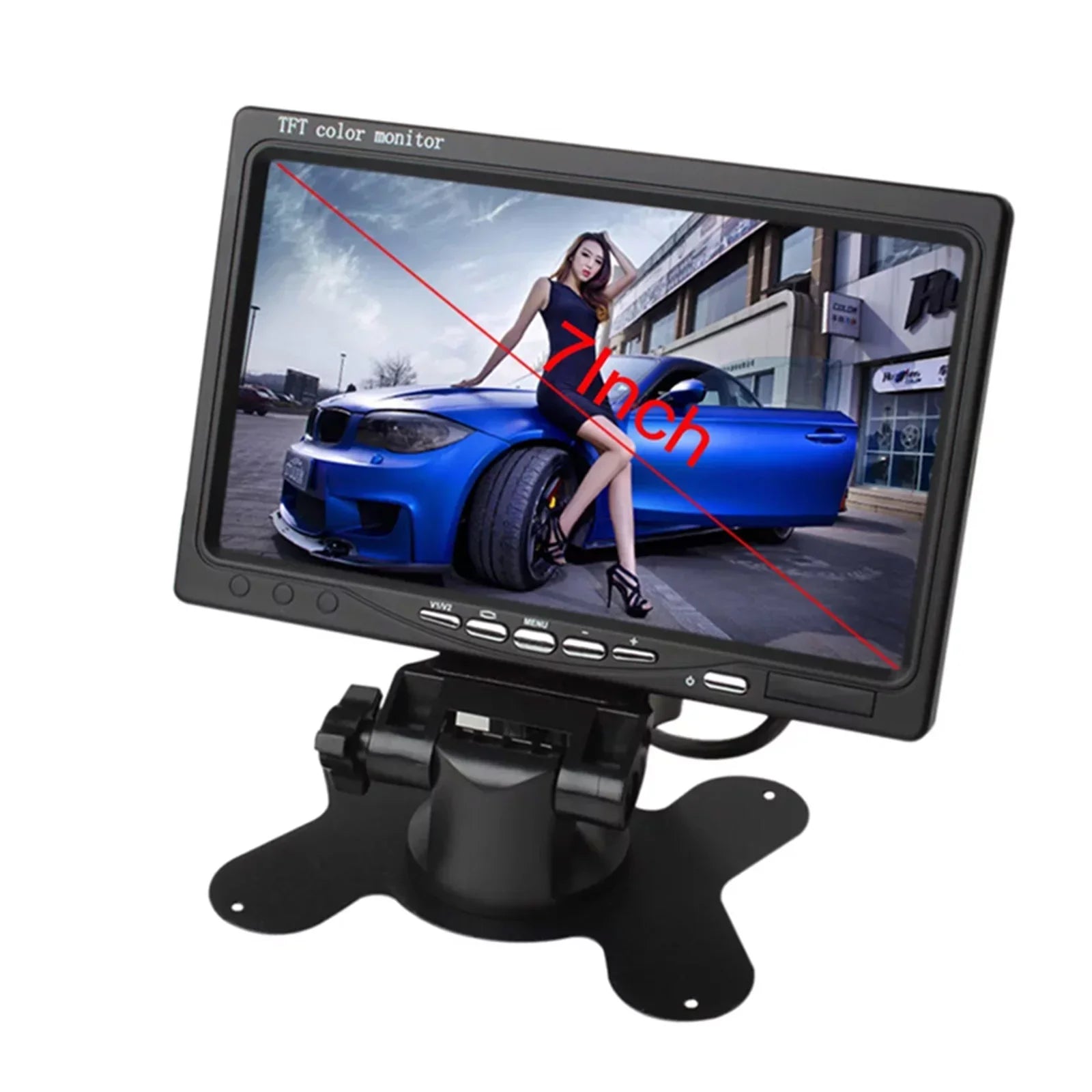 moobody 7 Inch HD Monitor Screen Screen TFT Car Screen Monitor HD 1024x600 Screen AV Input Built-in Speaker For Trucks Bus RV Trailer Reverse Rear View Backup Camera