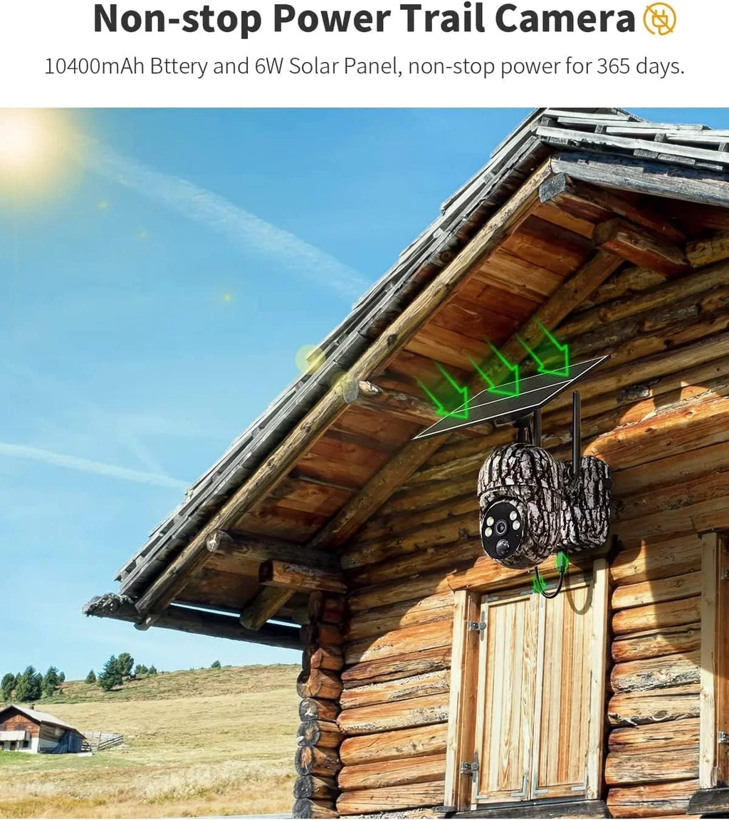 4G LTE Cellular Trail Cameras Include SD&SIM Card (Verizon/AT&T/T-Mobile) &Solar Panel, Game Cam Works No WiFi with 2K Live Feed via phone/360° Full View/Motion Activated/Night Vision/Playback