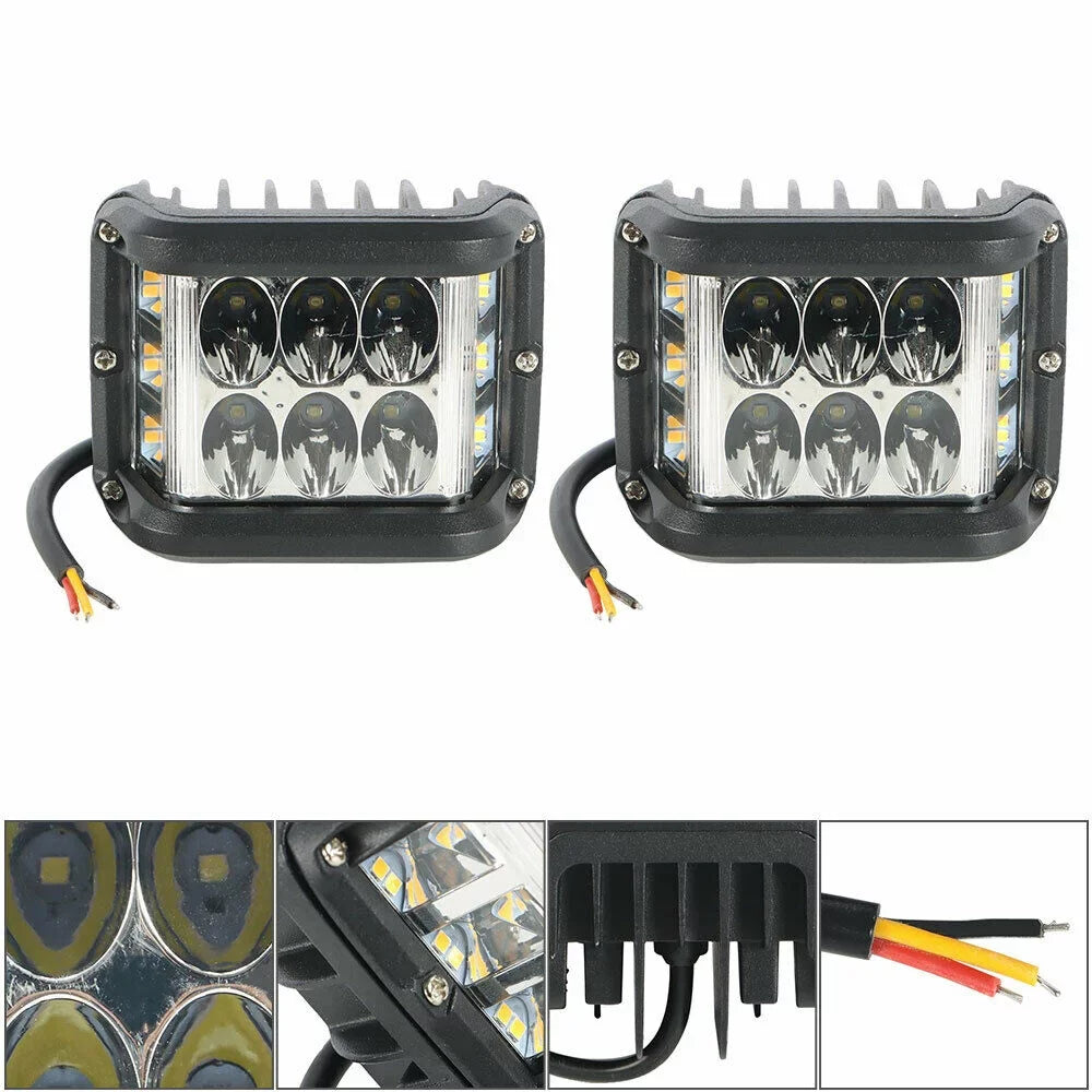 Jercoda 2 Set 45W LED Work Light with LED Work Light Bar Mount Bracket Clamp Holder for DIY Car Truck ATV SUV Universal Cars