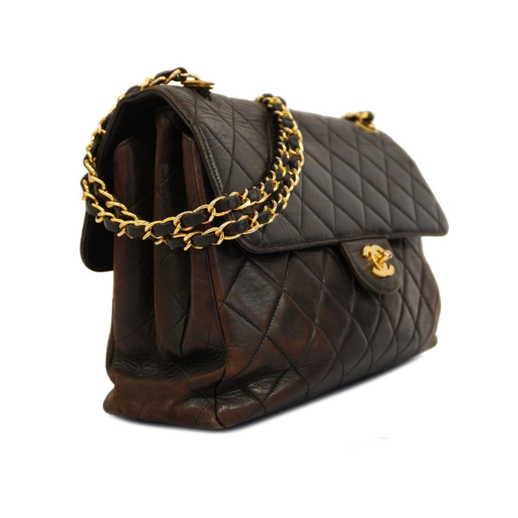 Pre-Owned Chanel Shoulder Bag Matelasse Double Face W Chain Lambskin Black Women's (Good)