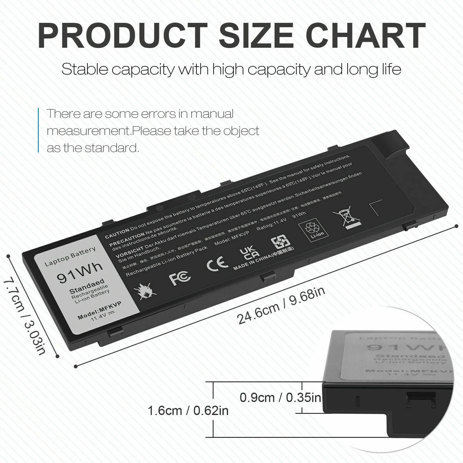 Battery MFKVP For Dell Precision 15 7510 7520 7710 7720 M7510 M7710 TWCPG 0FNY7