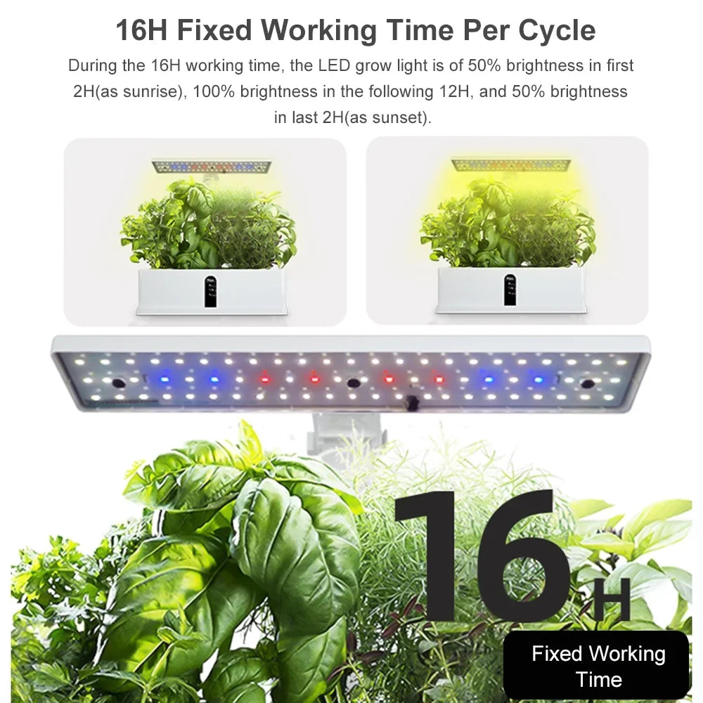 Leyfeng Smart Hydroponics Growing System Indoor Herb Garden Kit 9 Pods Automatic Timing with Height Adjustable 15W LED Grow Lights 2L Water Tank Smart Water Pump for Home Office Kitchen