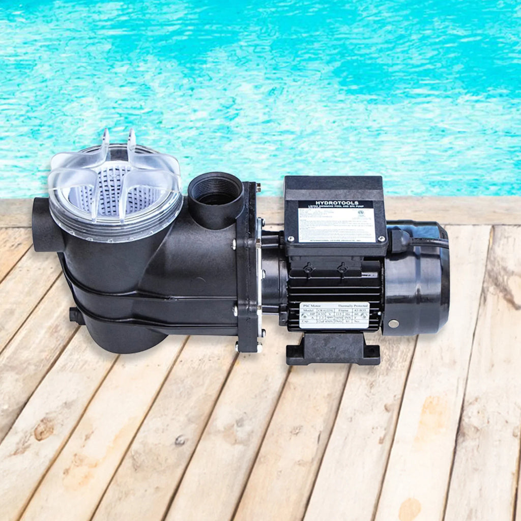 HYDROTOOLS By SWIMLINE 714061 Hydro-Flo 0.35 HP (0.45 THP) 2400 GPH ABOVE GROUND Powerful Pool Pump 1 Speed Extra Large Strainer Basket Vertical Discharge 115V Energy Saving Silent Noise DOE Certified