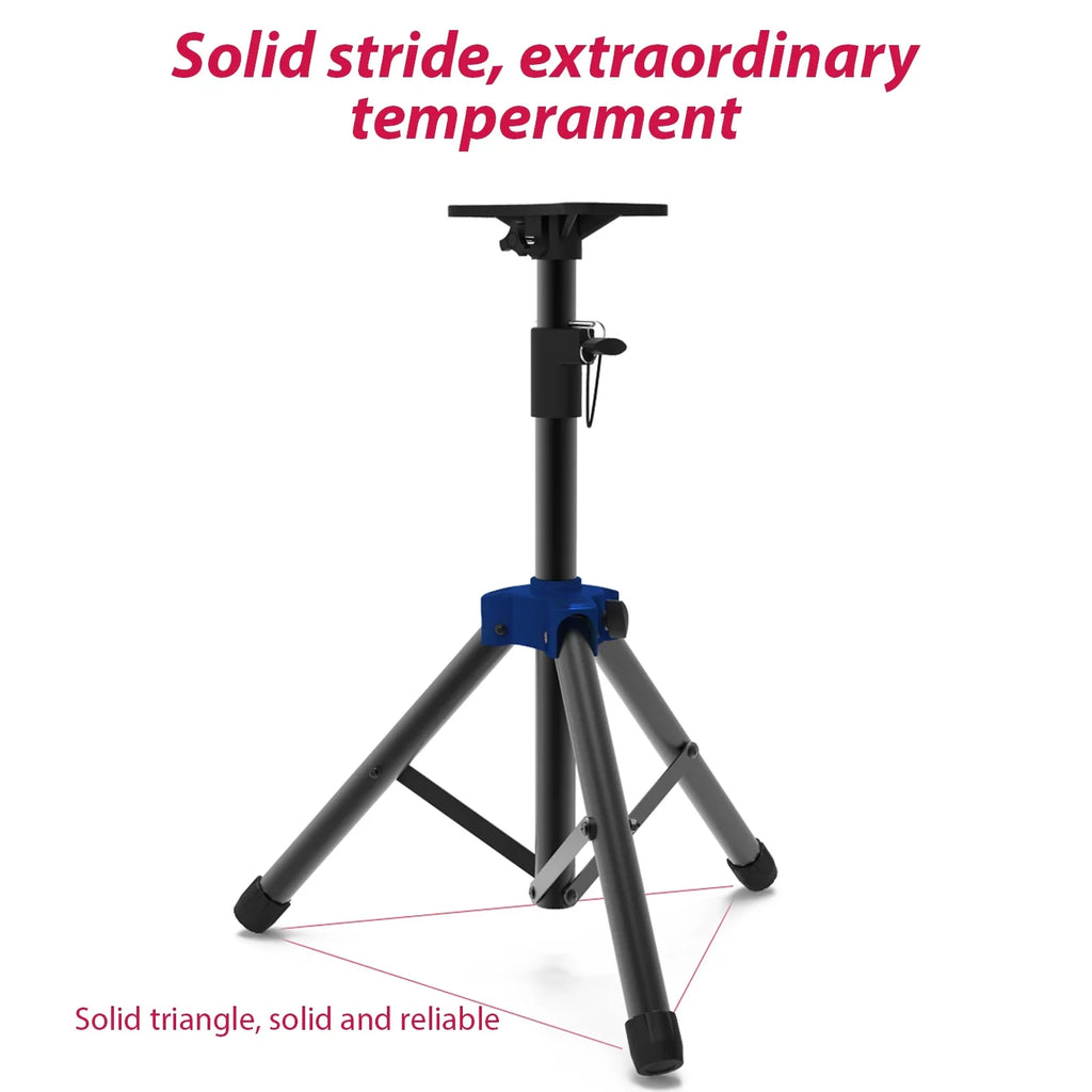 Carevas Heavy Duty Speaker Stand with Telescoping Height, Three point Triangle Base Bracket, for Studio Speakers