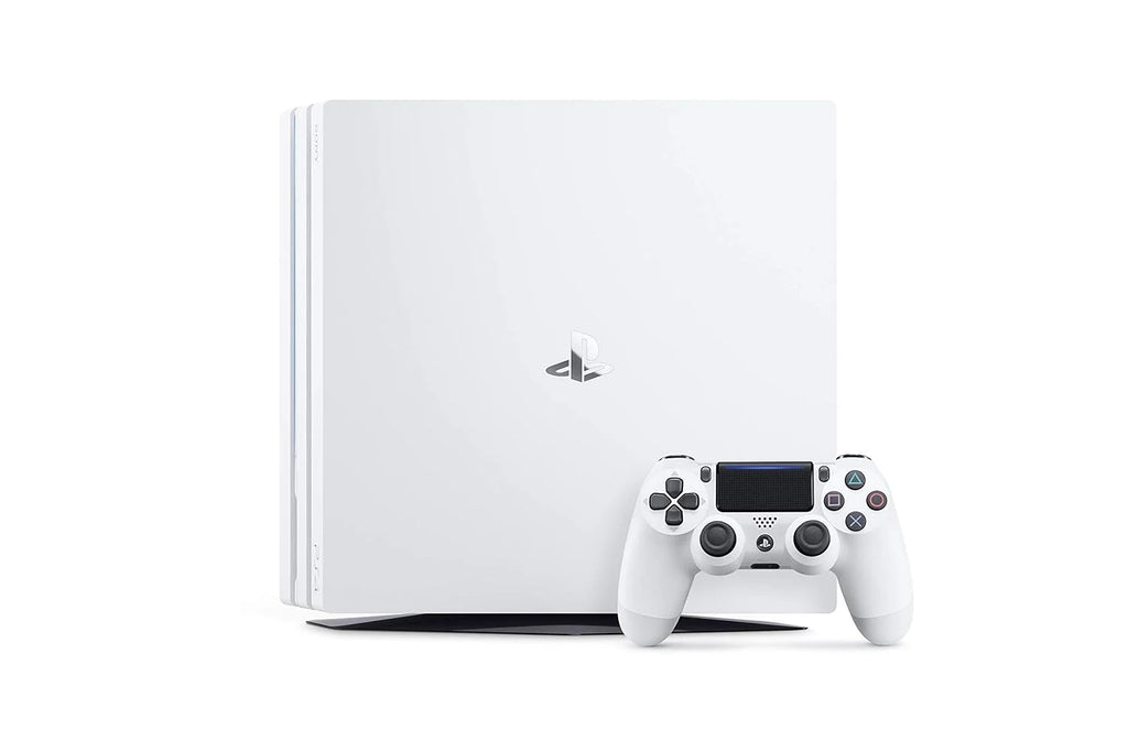 Sony PlayStation 4 Pro 1TB Gaming Console Glacier White HDMI Cable With BOLT AXTION Cleaning Kit Bundle Like New