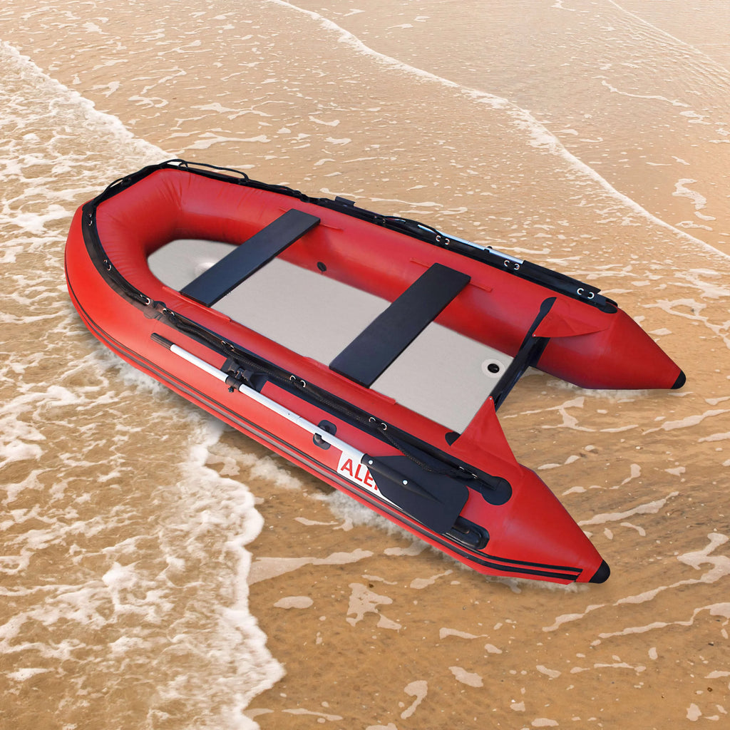 ALEKO Inflatable Boat with Air Deck Floor - 10.5 Ft - Red