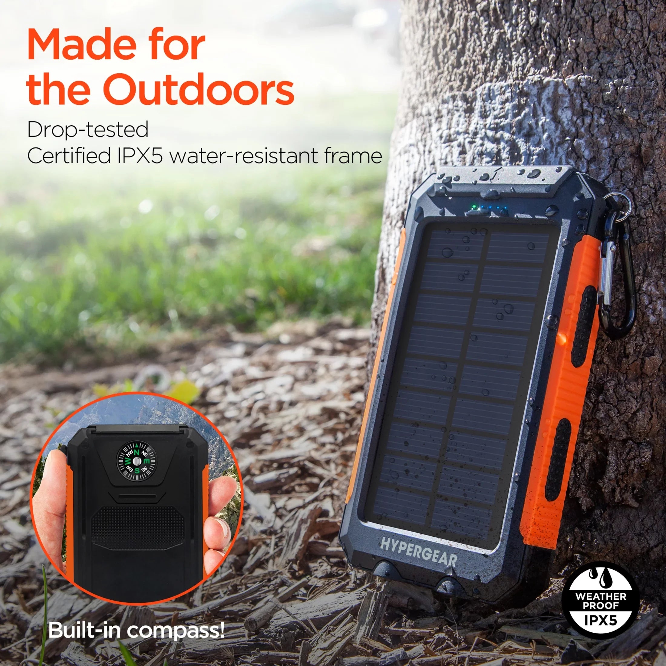 HyperGear 13681-HYP Solar 10000mAh Power Bank, Black