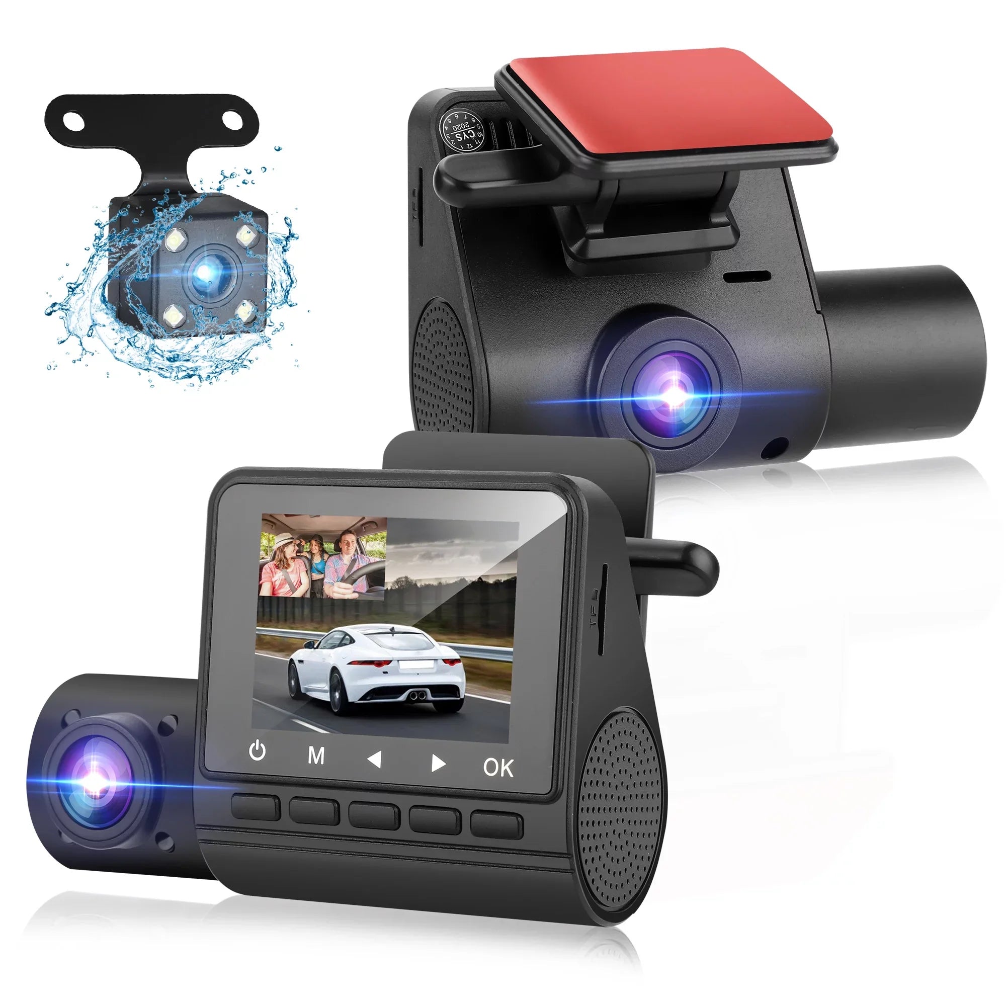 Dual Dash Cam, TSV 1080P Car Driving Recorder Camera, 170° Wide Angle Front Inside Camera with Night Vision, Loop Recording, G-Sensor, Parking Mode, Motion Detection, HDR, Black