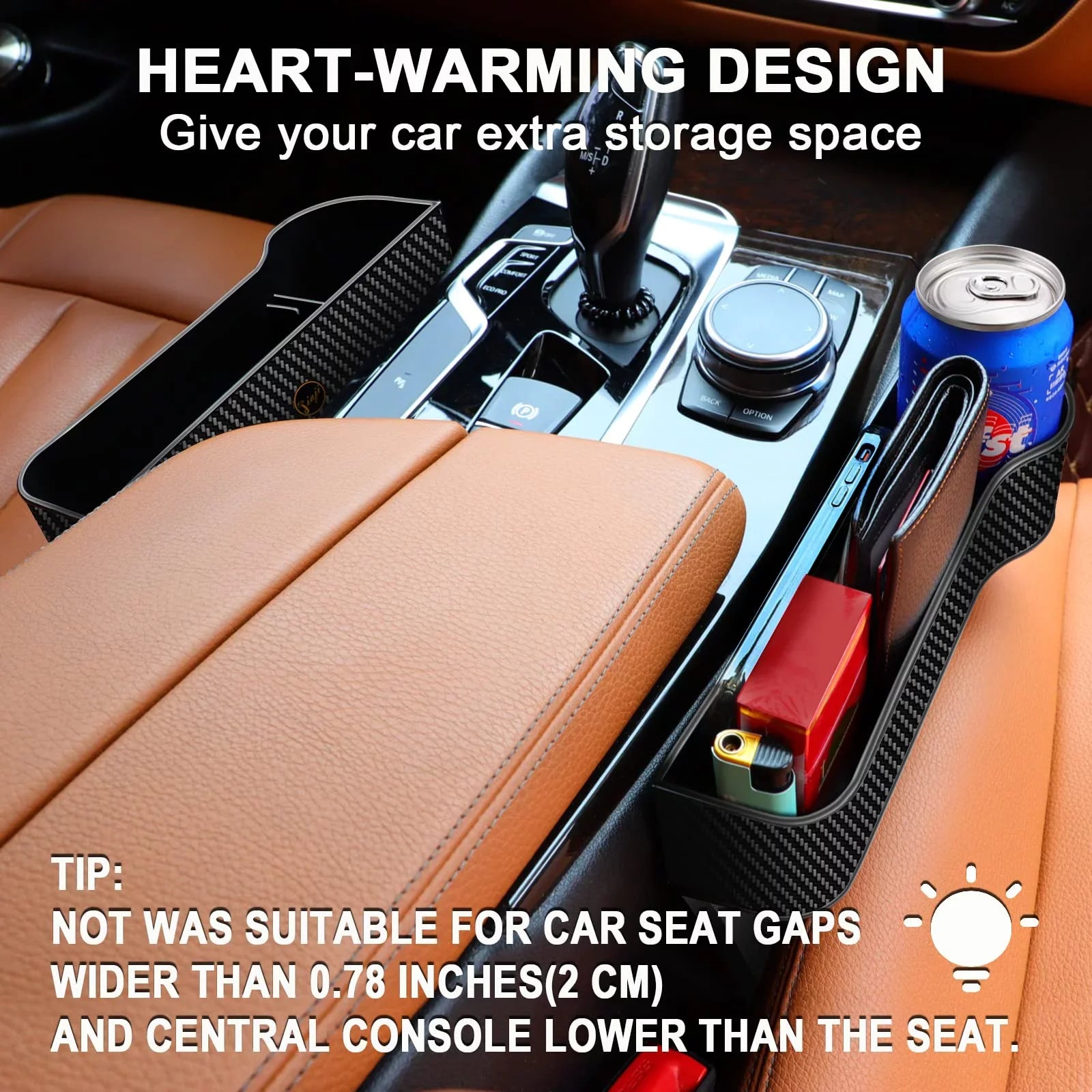 FOAUUH 2 Pack Car Seat Gap Filler Organizer,Multifunctional Car Seat Organizer with Cup Holders 2 Seat Hooks for Drink,Car Organizer Front Seat