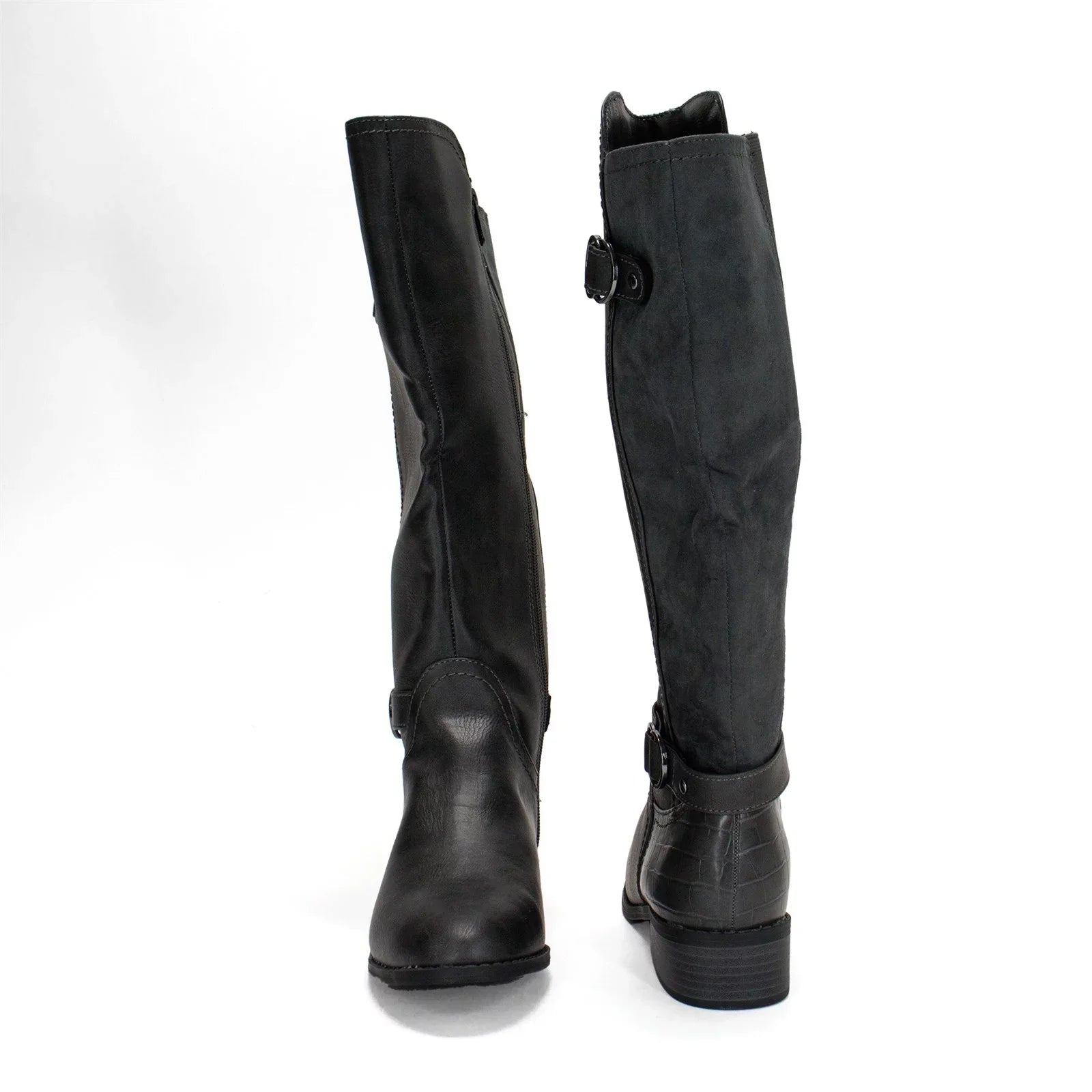 Karen Scott Women's Leandraa Extra Wide Calf Riding Boot, Grey,8 M US