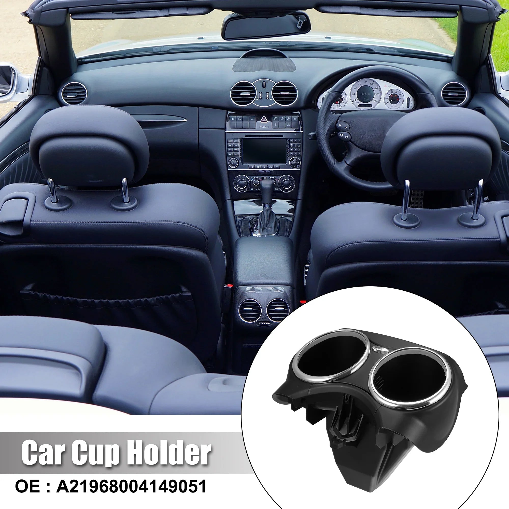 Unique Bargains Car Front Seats Cup Holder Storage Bracket Black Replace A21968004149051 for Mercedes Benz W219 06-11