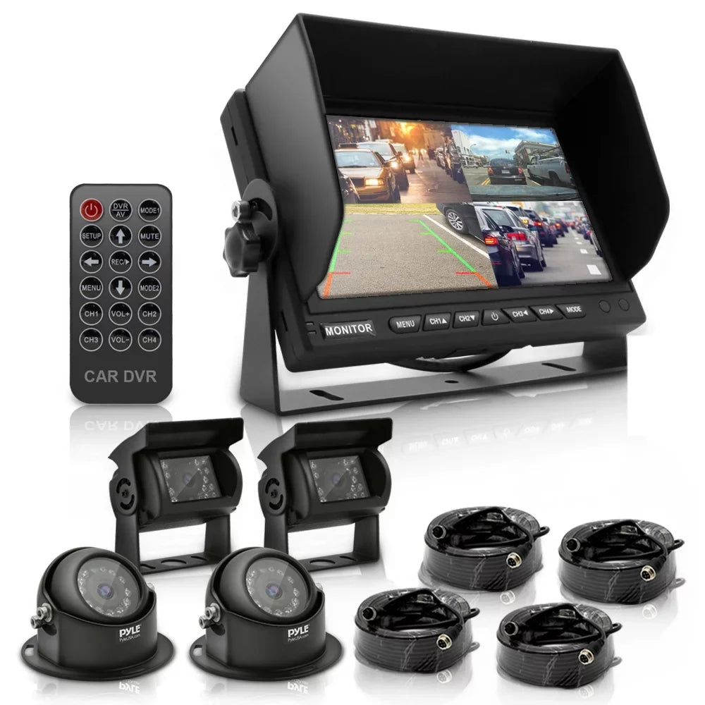 Pyle- Rear View / Backup Camera Systems with 7" -inch Monitor Monitor (with Quad View, 4-Cam Video Support)