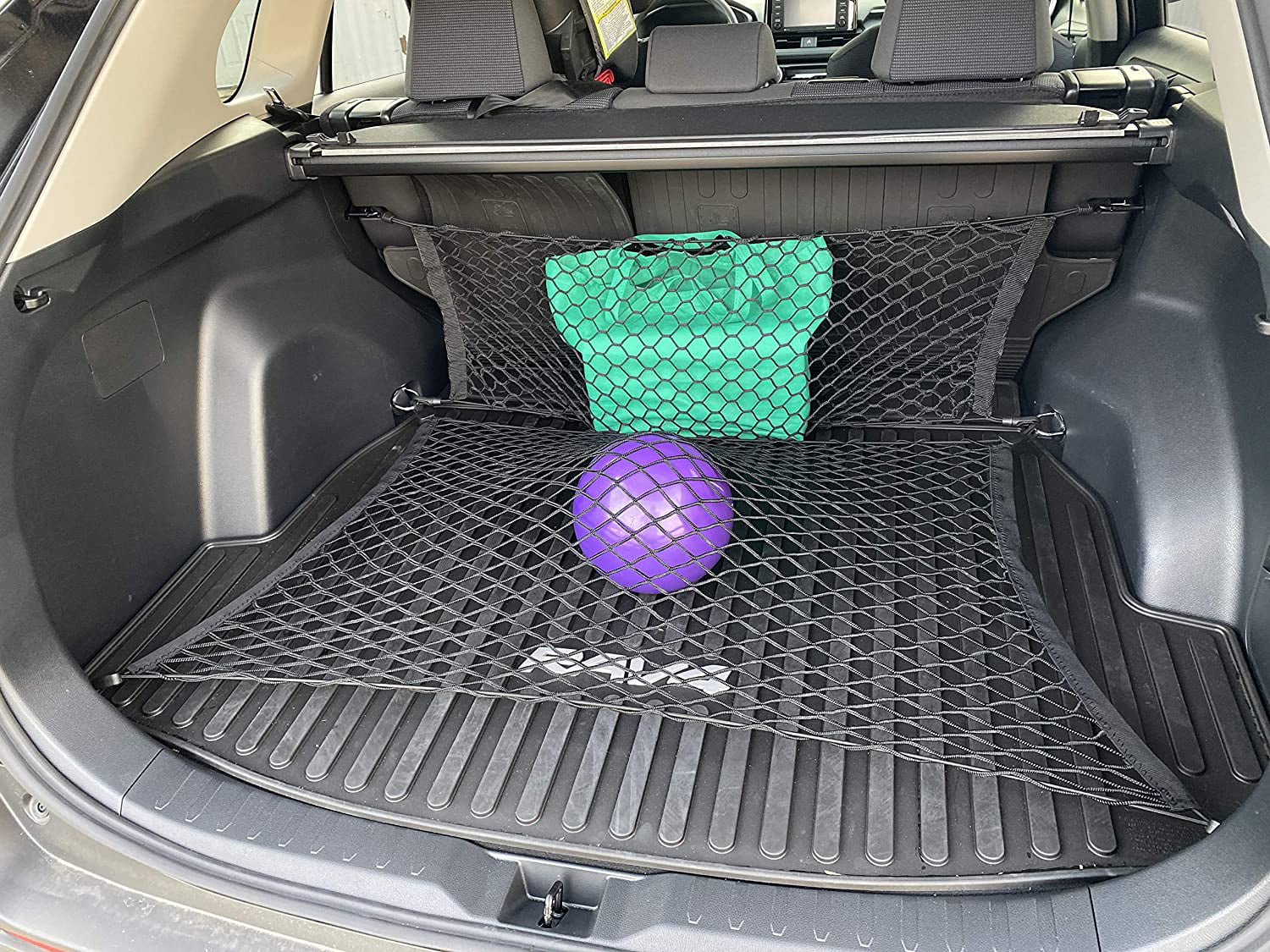 Floor Style + Envelope Style Trunk Cargo Net for Toyota RAV4 Rav4 Hybrid Prime 2019 2020 2021 2022