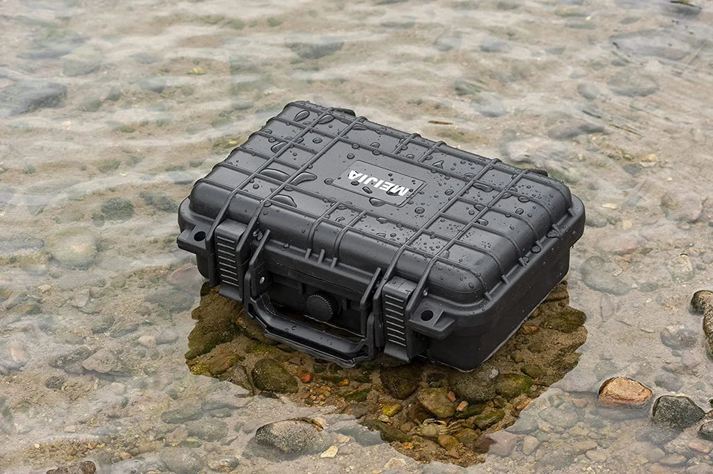 MEIJIA Portable All Weather IP67 Waterproof Protective Hard Case, Small Camera Case,Dry Case with Customizable Foam,Fit Use of Drones, Camera,Equipments, 11.65 x8.35 x3.78 (Elegant Black)