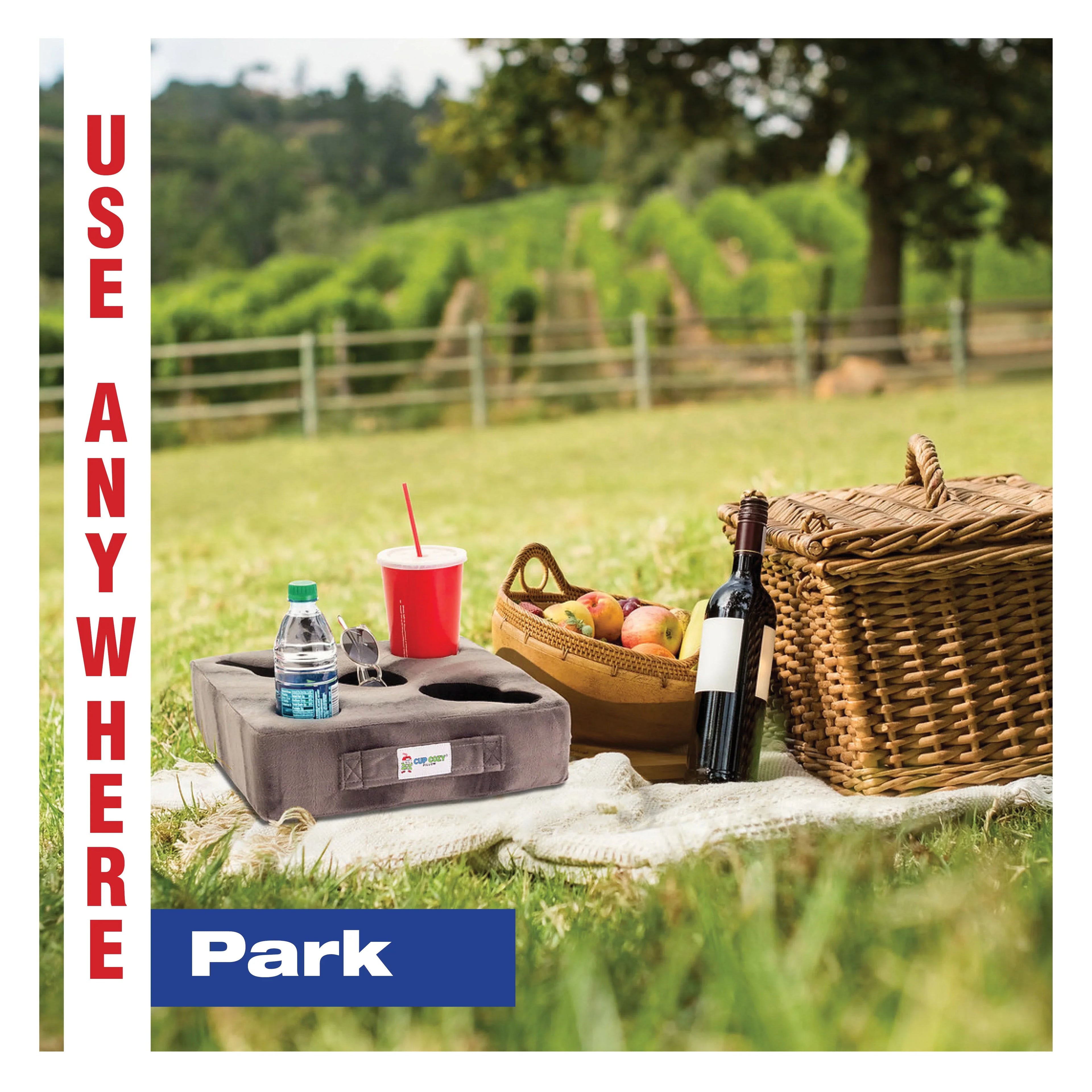 Cup Cozy Deluxe Pillow (Navy) As Seen on TV -The world's BEST cup holder! Keep your drinks close and prevent spills. Use it anywhere-Couch, floor, bed, man cave, car, RV, park, beach and more!