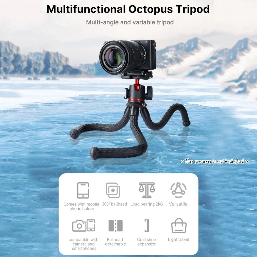 Dadypet MT-33  Octopus Tripod with Cold Shoe Mount,  Rotatable Ball Head, for Smartphone Camera Live Streaming Vlog
