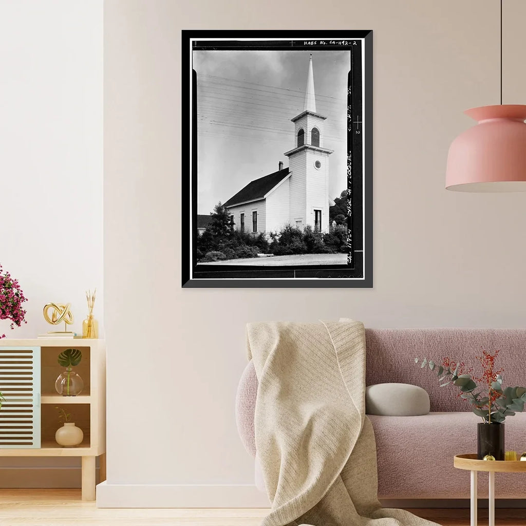 Historic Framed Print, Congregational Church, Soquel, Santa Cruz County, CA - 2, 17-7/8" x 21-7/8"