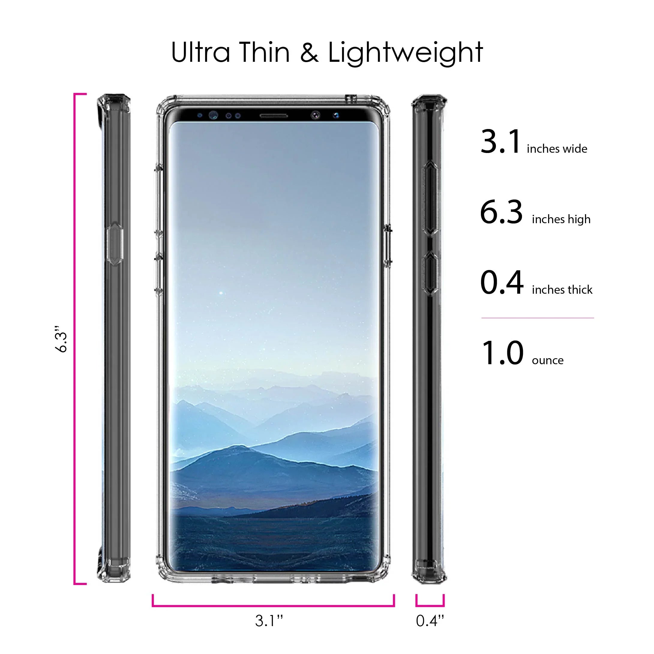 DistinctInk Clear Shockproof Hybrid Case for Samsung Galaxy Note 9 - TPU Bumper, Acrylic Back, Tempered Glass Screen Protector - Faith, Hope & Love - Cross & Leaves