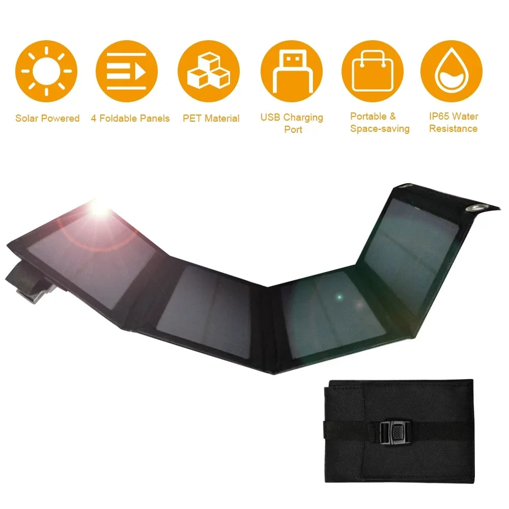 OWSOO Solar Panel,ank With 4 Cell Bendable Ip65 Water Resistance P-ower Outdoors P-owered Cell Bendable 4 Solar Panels Resistance P-ower ank Solar P-owered Cell Ip65 Water Resistance 5v 20w Usb