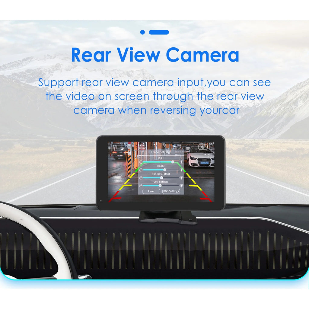 GPS Navigation Apple Carplay AUX FM Car Radio Stereo Head Unit 7" Touchscreen 360° Adjustable Portable Mirror Link Android Auto Monitor Player