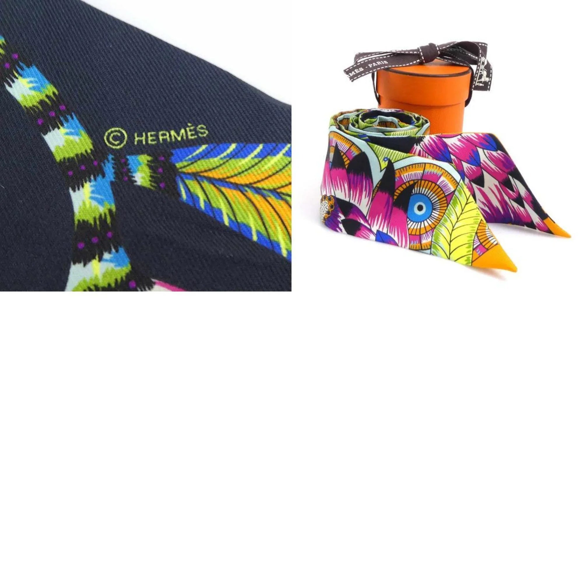Pre-Owned Hermes HERMES Scarf Muffler Twilly Silk Multicolor Women's e58471f (Good)