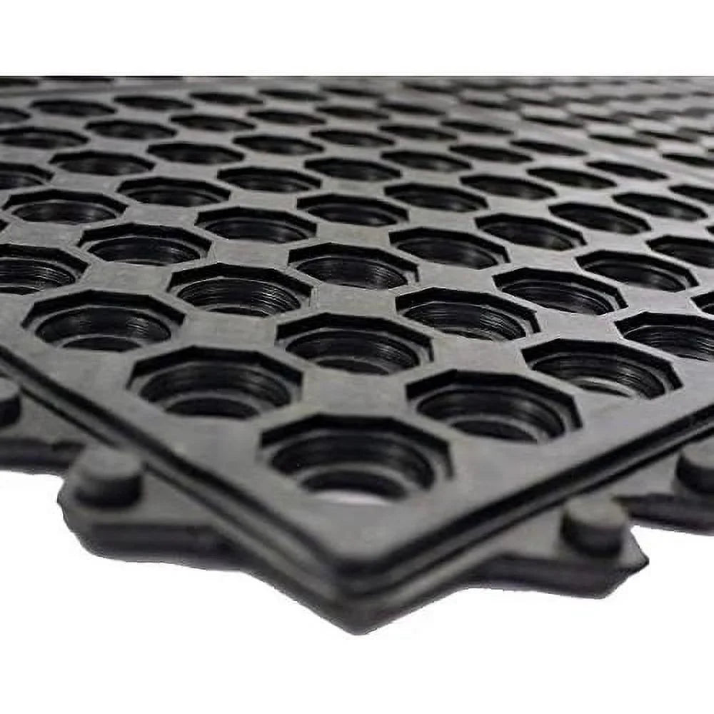 Interlocking Rubber Floor Mat For Restaurant Kitchen Floor Anti Fatigue Bar Door Mat Non-Slip Indoor Outdoor Shower Pool Drainage, Durable Garage Flooring 36 X 36 Inch