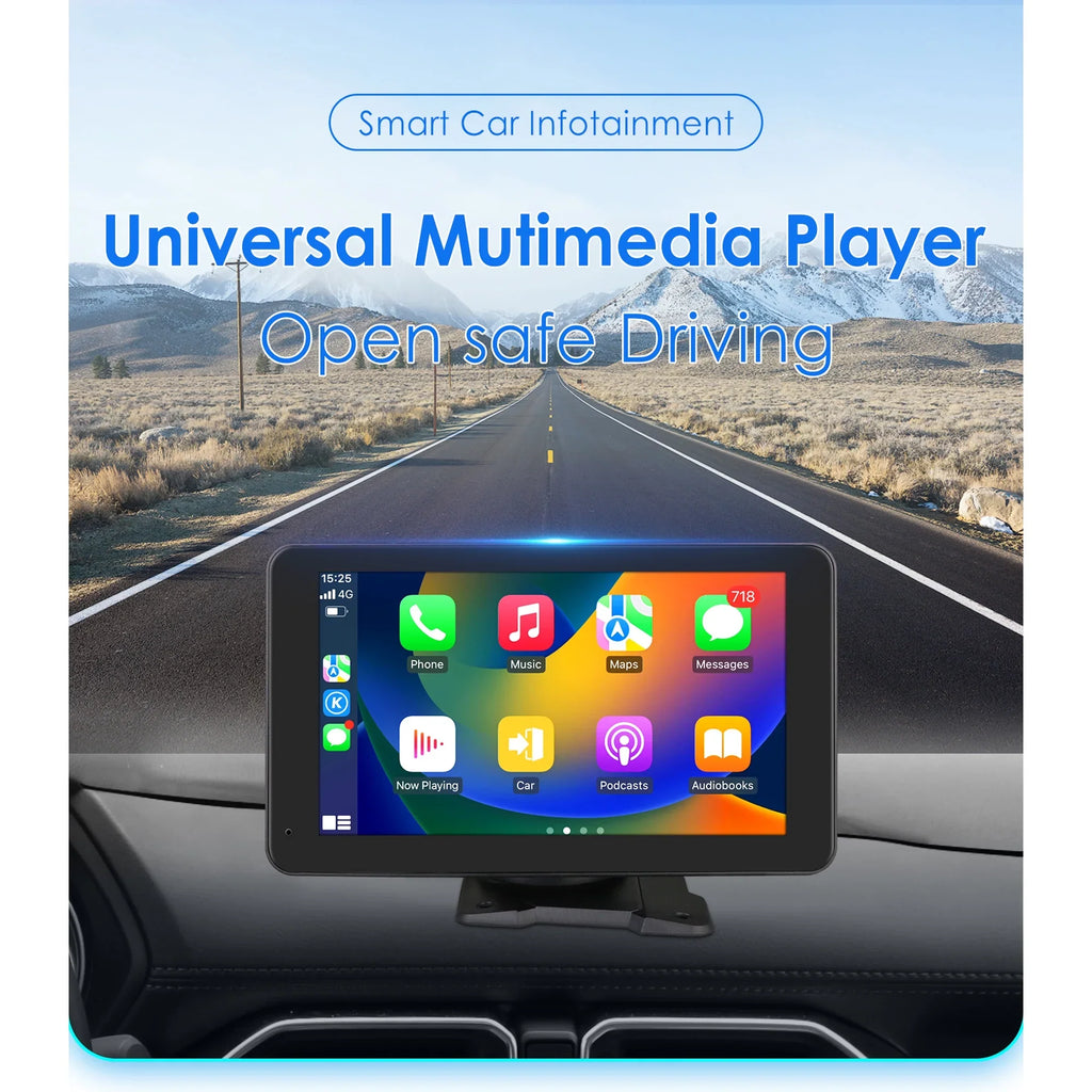 GPS Navigation Apple Carplay AUX FM Car Radio Stereo Head Unit 7" Touchscreen 360° Adjustable Portable Mirror Link Android Auto Monitor Player