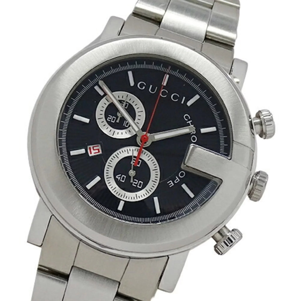 Used Gucci GUCCI watch men's G chrono date quartz stainless steel SS 101M YA101309 silver black