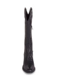 WANTED Womens Black Whip-Stitch Detailing Pull Tabs Woven Padded Texan Pointed Toe Block Heel Western Boot 5.5