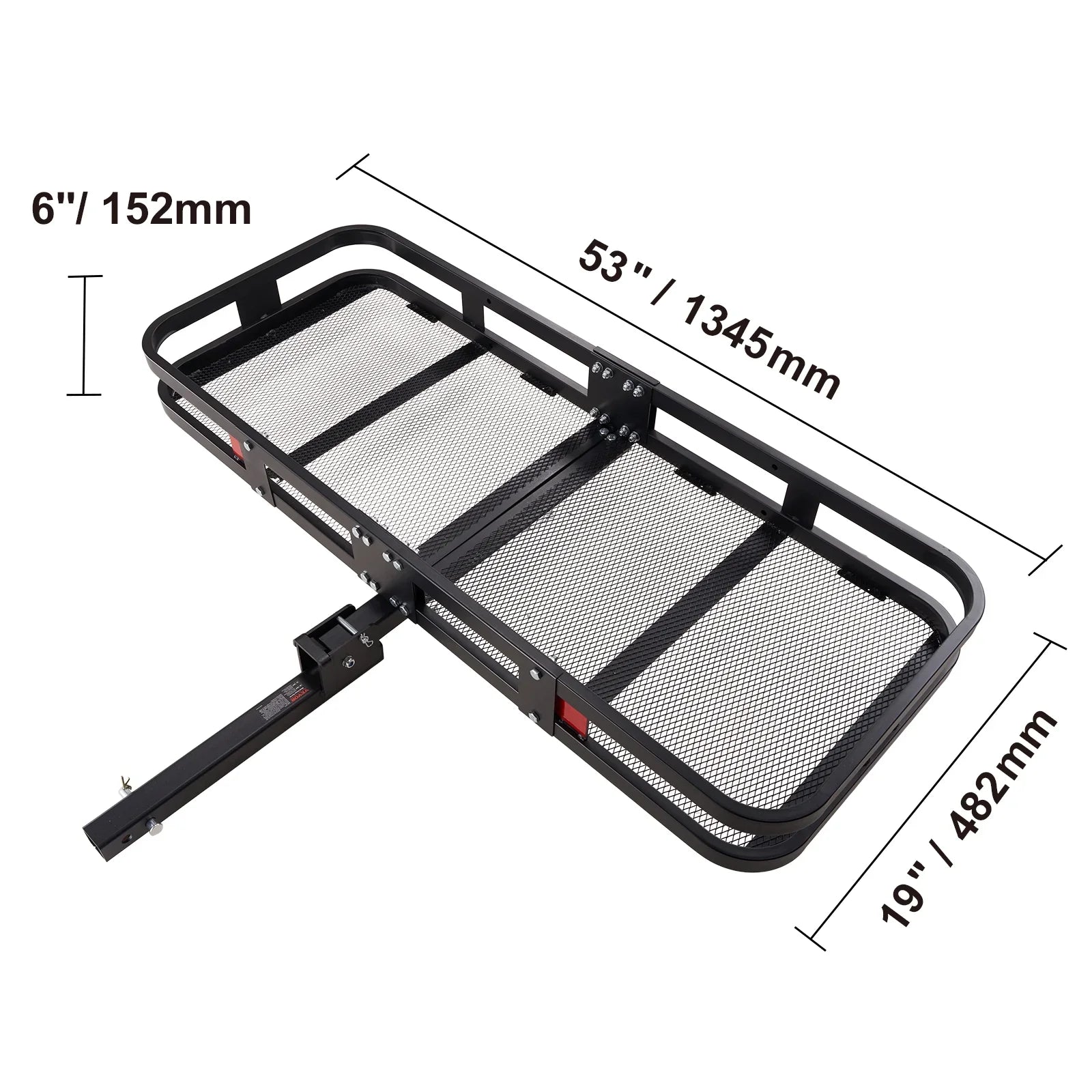 BENTISM Hitch Mount Cargo Carrier 60x24x6in 500lb Foldable Steel Cargo Basket with Waterproof Bag Cargo Net Ratchet Straps Fits 2" Receiver