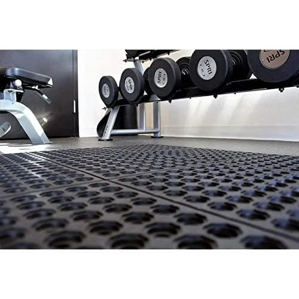Interlocking Rubber Floor Mat For Restaurant Kitchen Floor Anti Fatigue Bar Door Mat Non-Slip Indoor Outdoor Shower Pool Drainage, Durable Garage Flooring 36 X 36 Inch