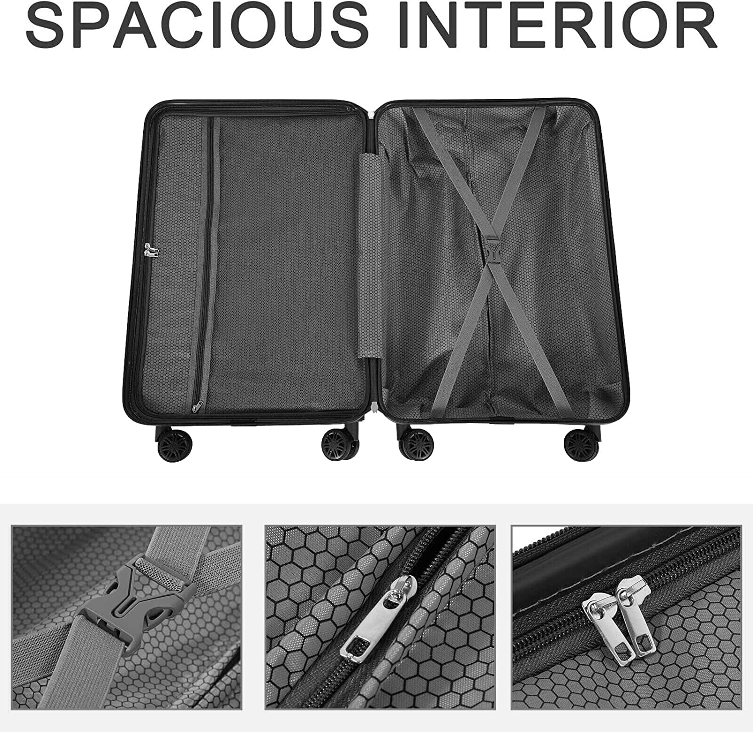 Hikolayae Wave Collection Hardside Spinner Luggage Sets in Jade Green, 3 Piece - TSA Lock