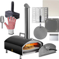 Open Box Deco Chef Outdoor Pizza Oven with 2-in-1 Pizza and Grill Oven Functionality, 13" Pizza Stone, 3-Layer Stainless Steel Construction, Pizza Peel, Dough Scraper, Scoop, Slotted Grill (Black)