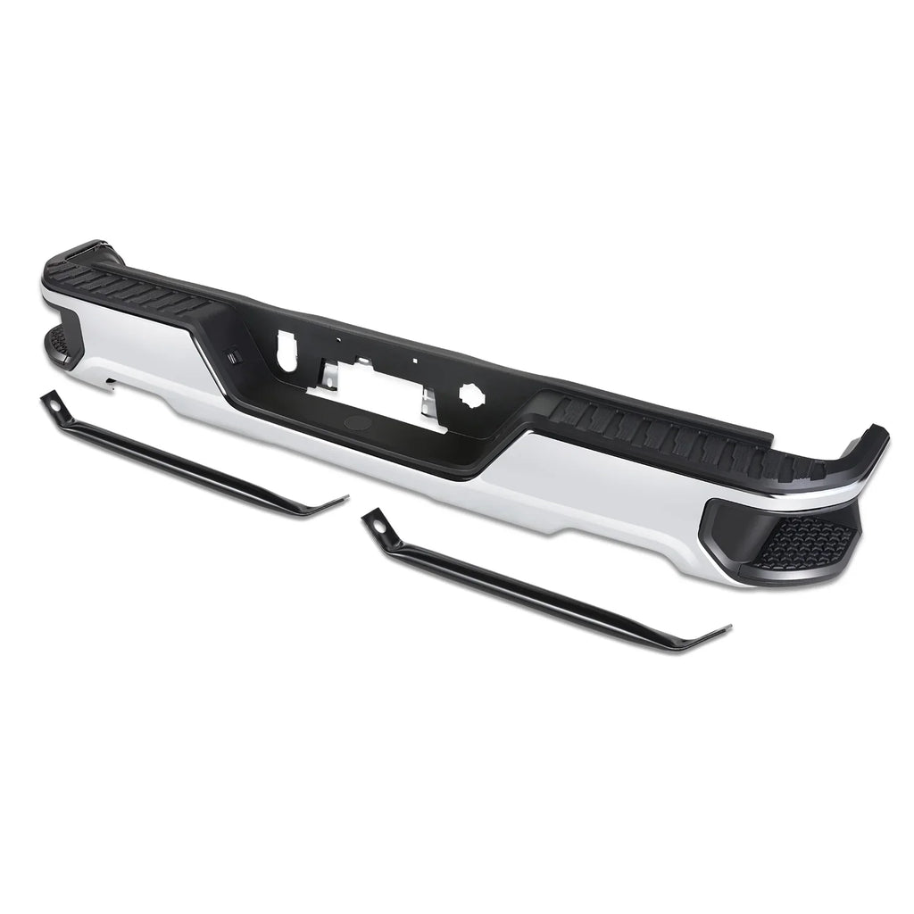 DNA Motoring STEPBUM-10067 For 2019-2023 Silverado Sierra Chrome Rear Step Bumper With Dual Exhaust Cutouts