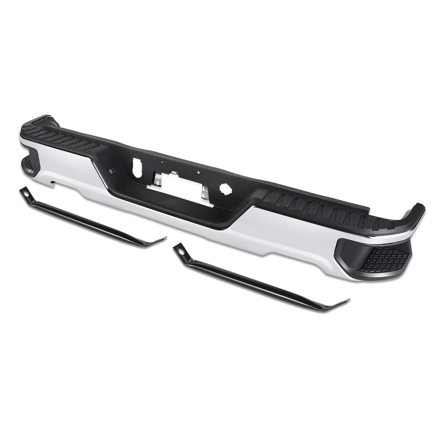 DNA Motoring STEPBUM-10067 For 2019-2023 Silverado Sierra Chrome Rear Step Bumper With Dual Exhaust Cutouts