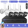 {4pcs 3.0MP Dual Antennas Floodlight}, Two-way audio Home Surveillance Wireless Security Camera System,  8CH NVR No HDD, IP66 waterproof, AI Human Detection