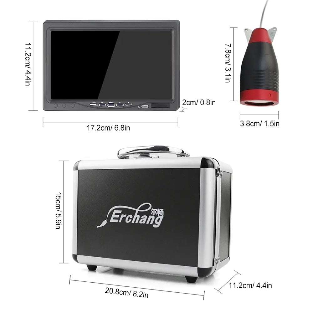 Erchang Underwater Fishing Camera Portable Fish Finder with 7 Inch Screen for Boat Kayak Lake Sea Fishing