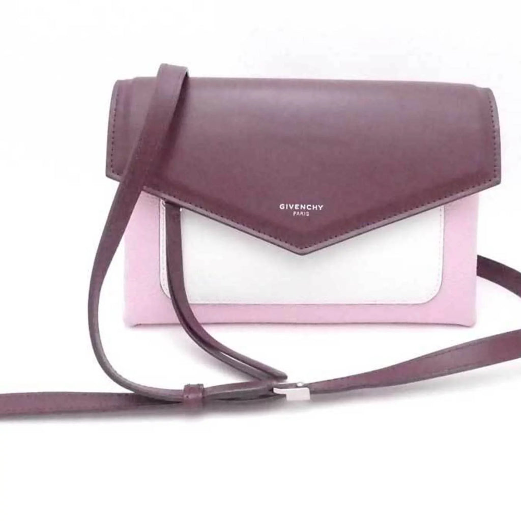 Pre-Owned Givenchy GIVENCHY Crossbody Shoulder Bag Duet Leather Bordeaux x Pink White Women's (Good)