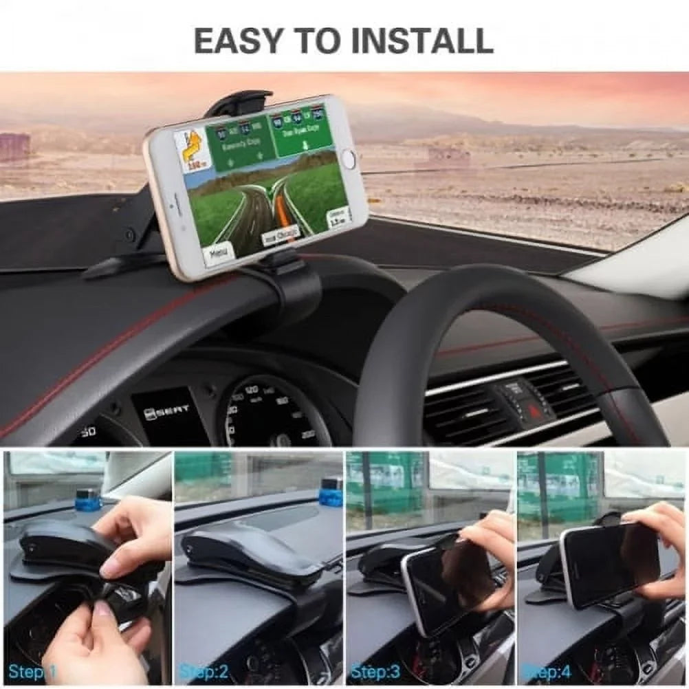 Non-Slip Dash Car Mount w Coiled Micro-USB Charger for Samsung Galaxy Grand Prime Express Prime, J7 Perx, S7 Edge S6 Edge+ Edge Active S5 Active, Note 5 4 3 Mega 2, J5 J3 Emerge, Halo Amp 2