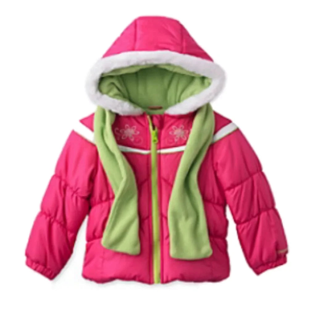 London Fog Girls Pink  Winter Coat & Scarf Ski Jacket Set Size 4