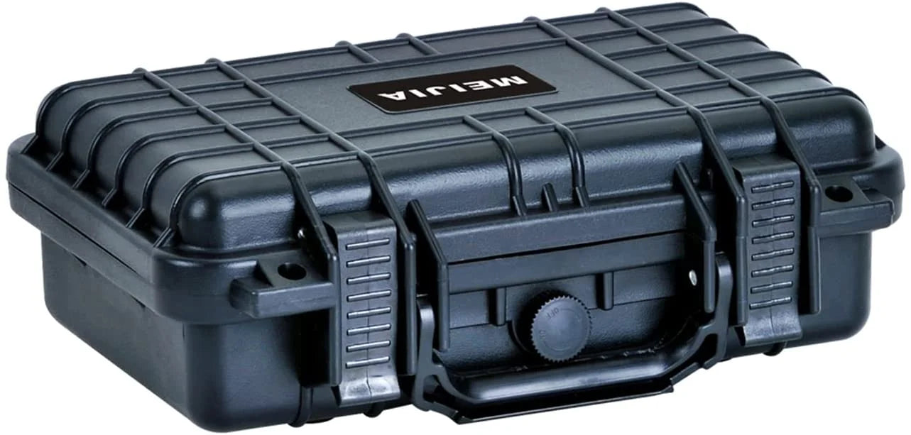MEIJIA Portable All Weather IP67 Waterproof Protective Hard Case, Small Camera Case,Dry Case with Customizable Foam,Fit Use of Drones, Camera,Equipments, 11.65 x8.35 x3.78 (Elegant Black)