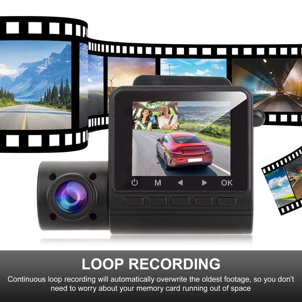 Dual Dash Cam, TSV 1080P Car Driving Recorder Camera, 170° Wide Angle Front Inside Camera with Night Vision, Loop Recording, G-Sensor, Parking Mode, Motion Detection, HDR, Black