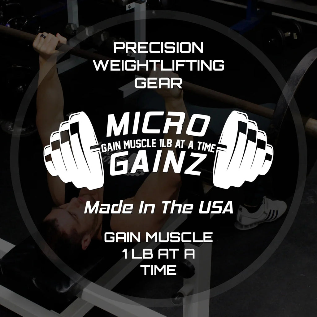 Micro Gainz Multi-Color Calibrated Fractional Weight Plate Set of .25LB-.50LB-.75LB-1LB Plates (8 Plate Set) w/ Bag- For Olympic Barbells, Made in USA
