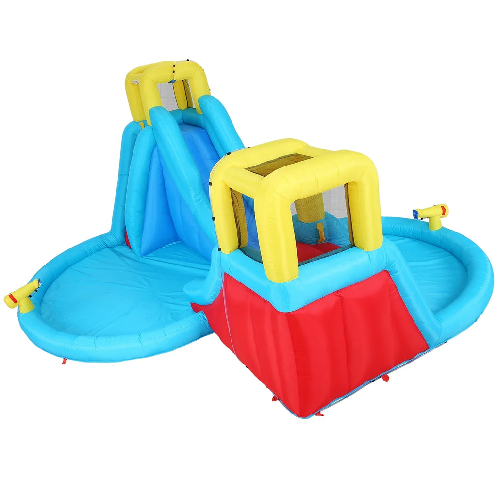 Veeboto Inflatable Water Slide for kids with 520W Blower Bounce House with 2 Water Slides, 2 Splash Pool & 2 Climbing Walls Indoor/Outdoor Playgrounds