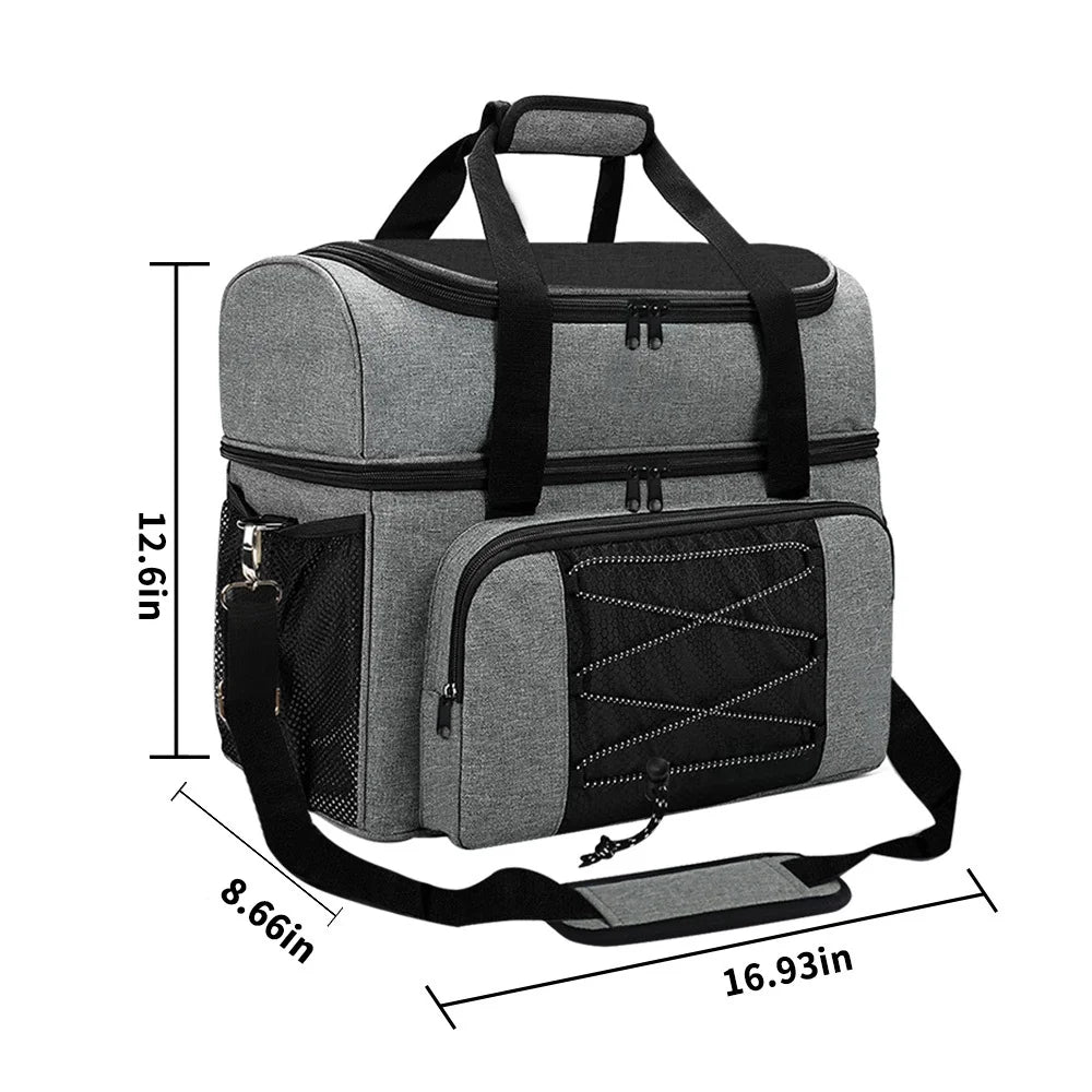 Bowling Bag for 2 Balls Portable Bowling Tote Bag with Padded Ball Holder for Double Ball and Pair of Bowling Shoes up to Mens 16
