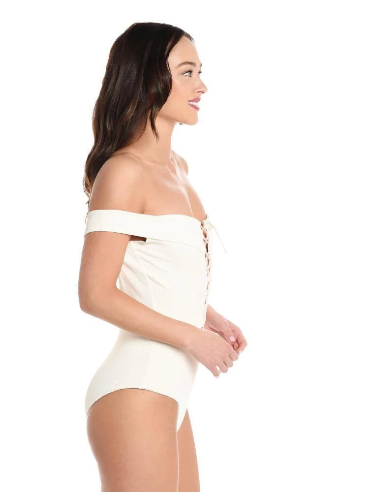 L*Space CREAM Anja Classic One Piece Swimsuit, US 4