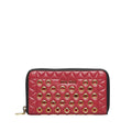 Pre-Owned Authenticated Miu Miu Grommet Zip Around Wallet Calf Leather Red Long Wallets Unisex (Good)