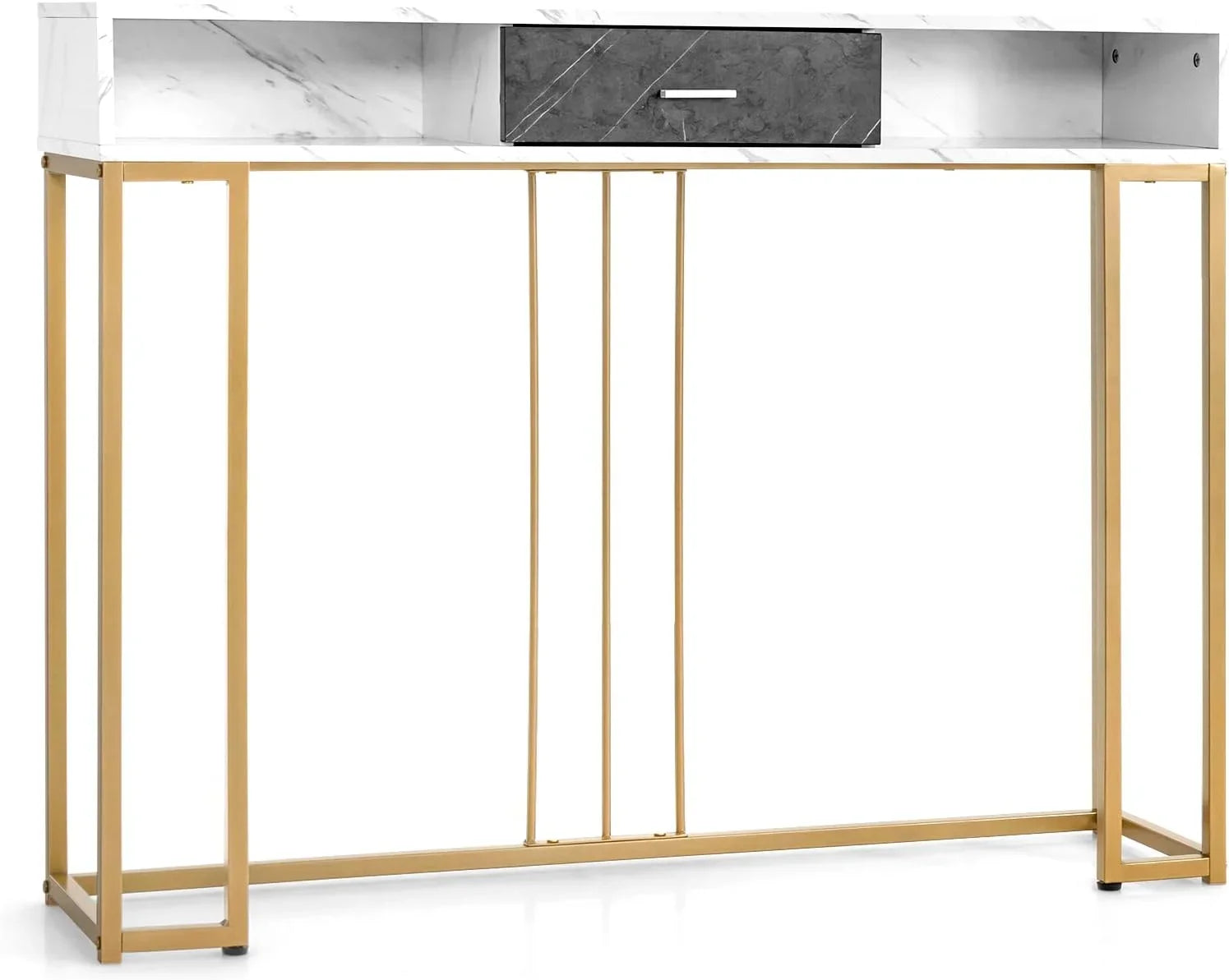 NLTBONNIE Console Table with Drawer - Sofa  with Anti-Toppling Device &amp; Adjustable Foot Pads  Faux Marble Foyer Table for Hallway  Entryway  Living Room  Dining Room &amp; Kitchen Ent